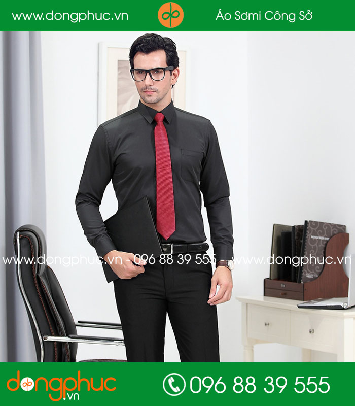  Đồng phục áo sơ mi màu đen